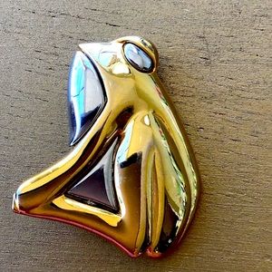 Frog pin brooch two toned gold & silver abstract
